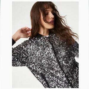 Marks & Spencer Sequin Relaxed Bomber Jacket.